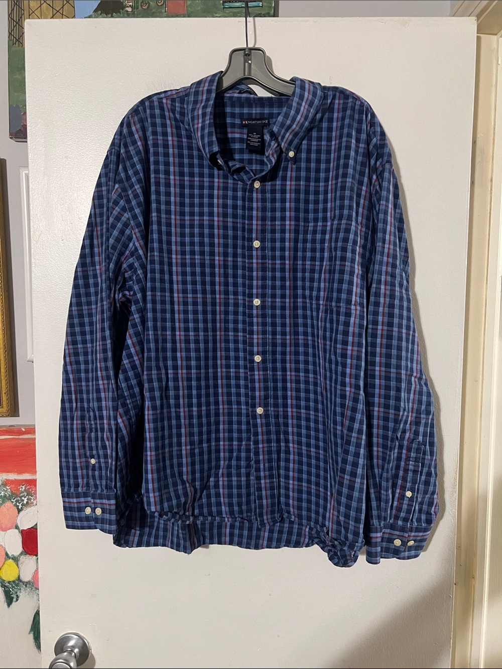 Knightsbridge plaid men’s casual shirt. 100% cotton. Wrinkle resistant